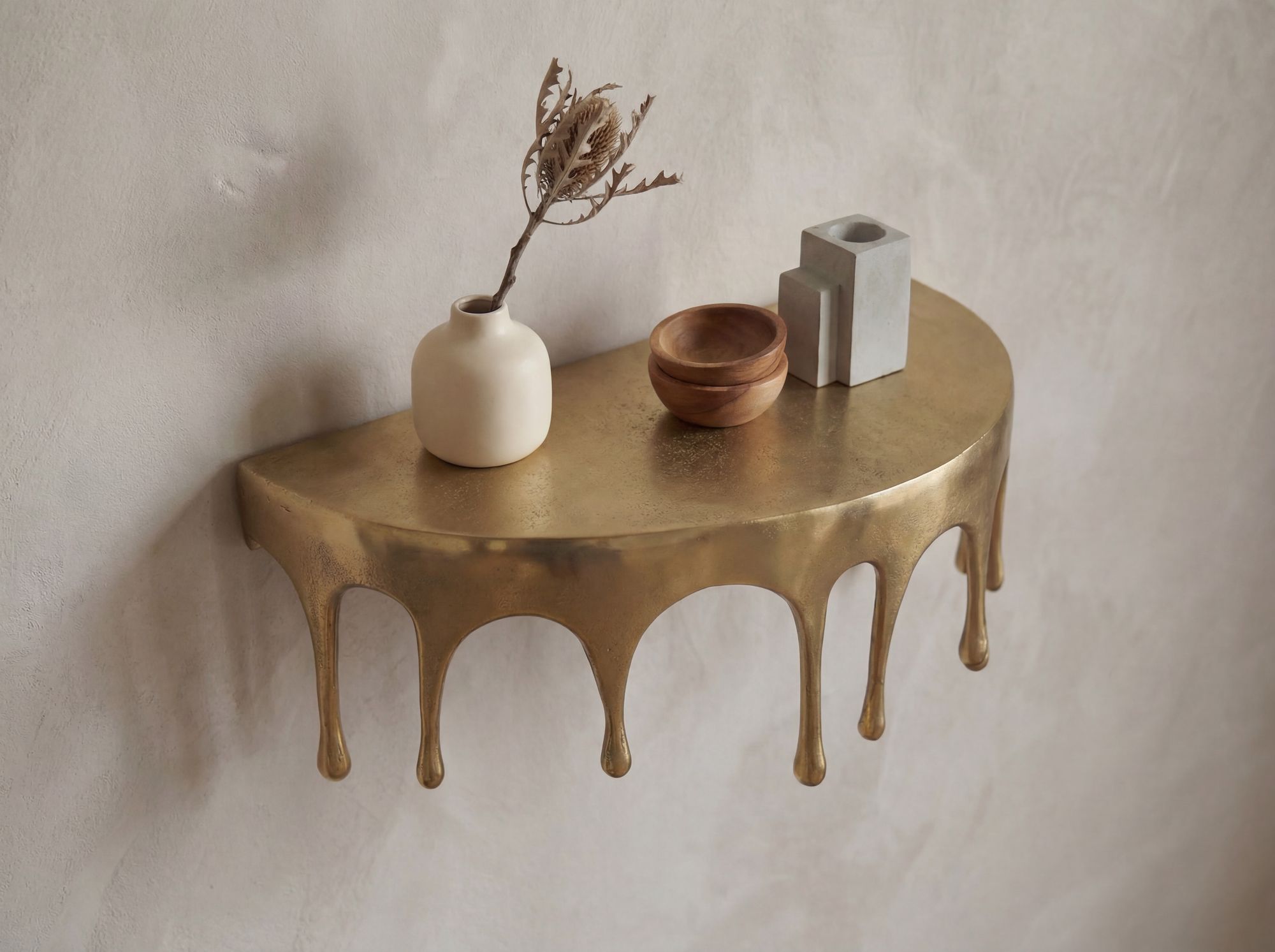Wandregal Aluminium Gold Tropfen Optik Hängeregal Schweberegal Wandboard Drops – Ansicht 5