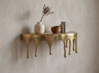 Wandregal Aluminium Gold Tropfen Optik Hängeregal Schweberegal Wandboard Drops – Ansicht 2