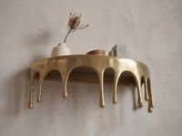 Wandregal Aluminium Gold Tropfen Optik Hängeregal Schweberegal Wandboard Drops – Ansicht 4