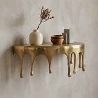 Wandregal Aluminium Gold Tropfen Optik Hängeregal Schweberegal Wandboard Drops – Ansicht 1