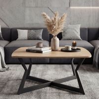 Couchtisch 75cm Eiche Optik Quadratisch Sofatisch Wohnzimmertisch Beistelltisch – Ansicht 1