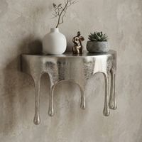 Wandregal Aluminium Silber Tropfen Optik Hängeregal Schweberegal Wandboard Drops – Ansicht 1