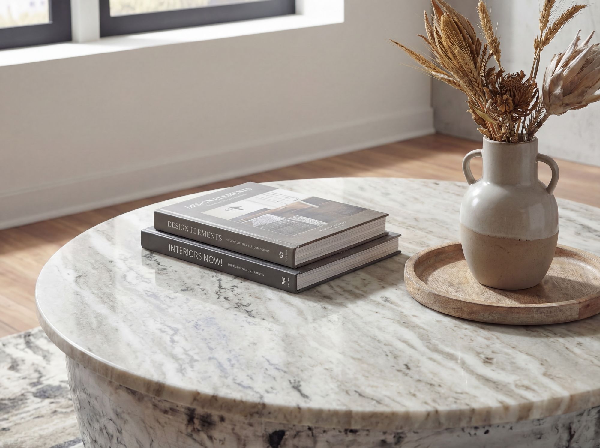 Couchtisch 60cm mit Marmor Platte weiß Wohnzimmertisch Beistelltisch Rund Silber – Ansicht 5