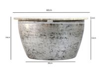 Couchtisch 60cm mit Marmor Platte weiß Wohnzimmertisch Beistelltisch Rund Silber – Ansicht 3