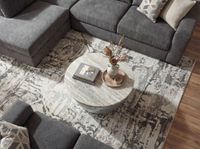 Couchtisch 60cm mit Marmor Platte weiß Wohnzimmertisch Beistelltisch Rund Silber – Ansicht 4