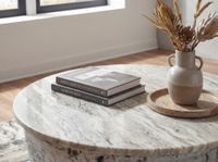 Couchtisch 60cm mit Marmor Platte weiß Wohnzimmertisch Beistelltisch Rund Silber – Ansicht 5