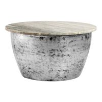 Couchtisch 60cm mit Marmor Platte weiß Wohnzimmertisch Beistelltisch Rund Silber – Ansicht 6
