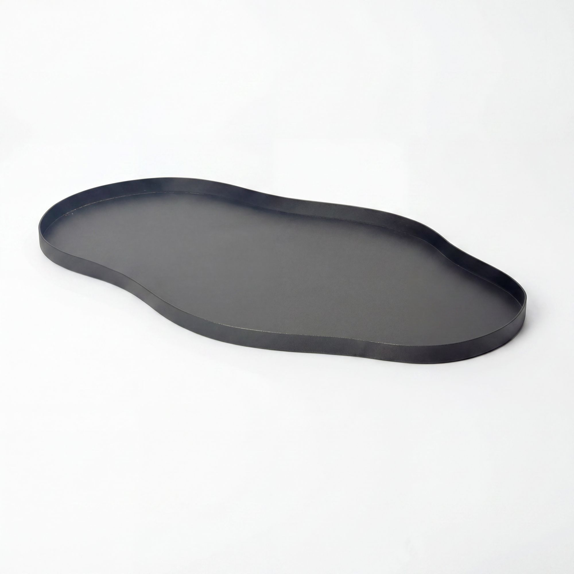 Dekotablett Metall 66cm Schwarz Dekoteller Tablett Organisch Handmade – Ansicht 6