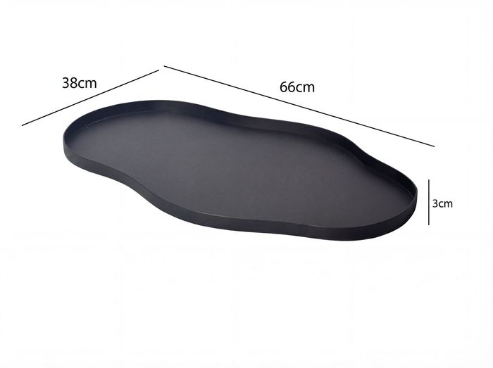 Dekotablett Metall 66cm Schwarz Dekoteller Tablett Organisch Handmade – Maßzeichnung