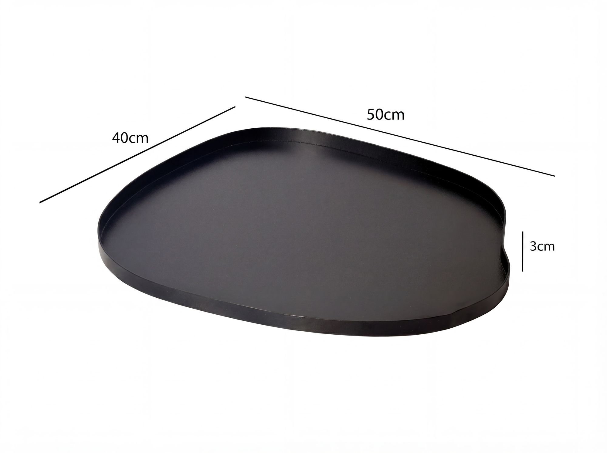 Dekotablett Metall 50cm Schwarz Dekoteller Tablett Organisch Tischdeko Handmade – Ansicht 3