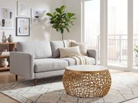Design Metall Couchtisch mit Marmor Platte weiß Wohnzimmertisch Gold rund 60cm – Ansicht 2
