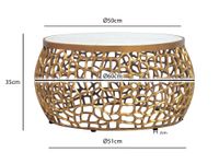 Design Metall Couchtisch mit Marmor Platte weiß Wohnzimmertisch Gold rund 60cm – Ansicht 3