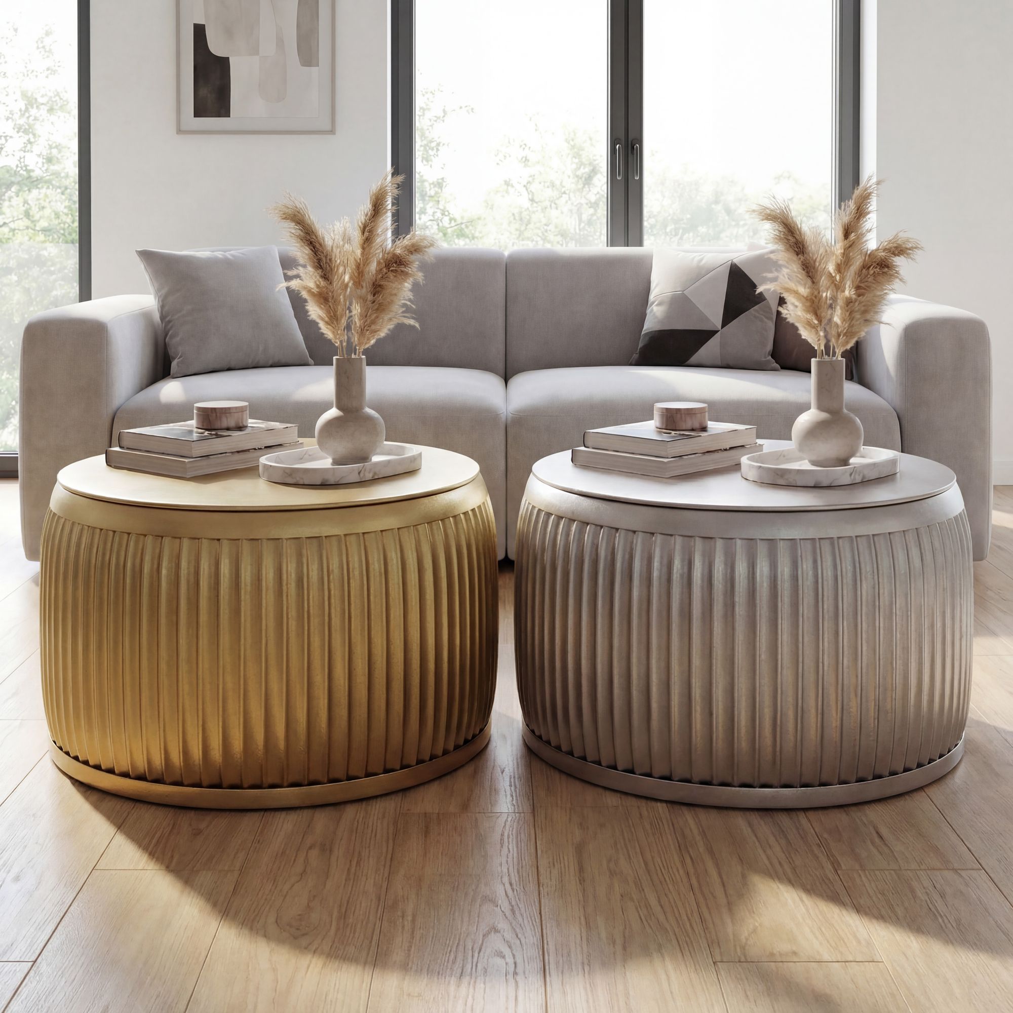 FineBuy Couchtisch Metall Rund 60cm mit abnehmbarer Tischplatte - Design Wohnzimmertisch mit Stauraum - Extravaganter Loungetisch Metall - Moderner Sofatisch - Beistelltisch Handmade | Farbe: Silber FineBuy Couchtisch Metall Rund 60cm mit abnehmbarer Tischplatte - Design Wohnzimmertisch mit Stauraum - Extravaganter Loungetisch Metall - Moderner Sofatisch - Beistelltisch Handmade | Farbe: Silber