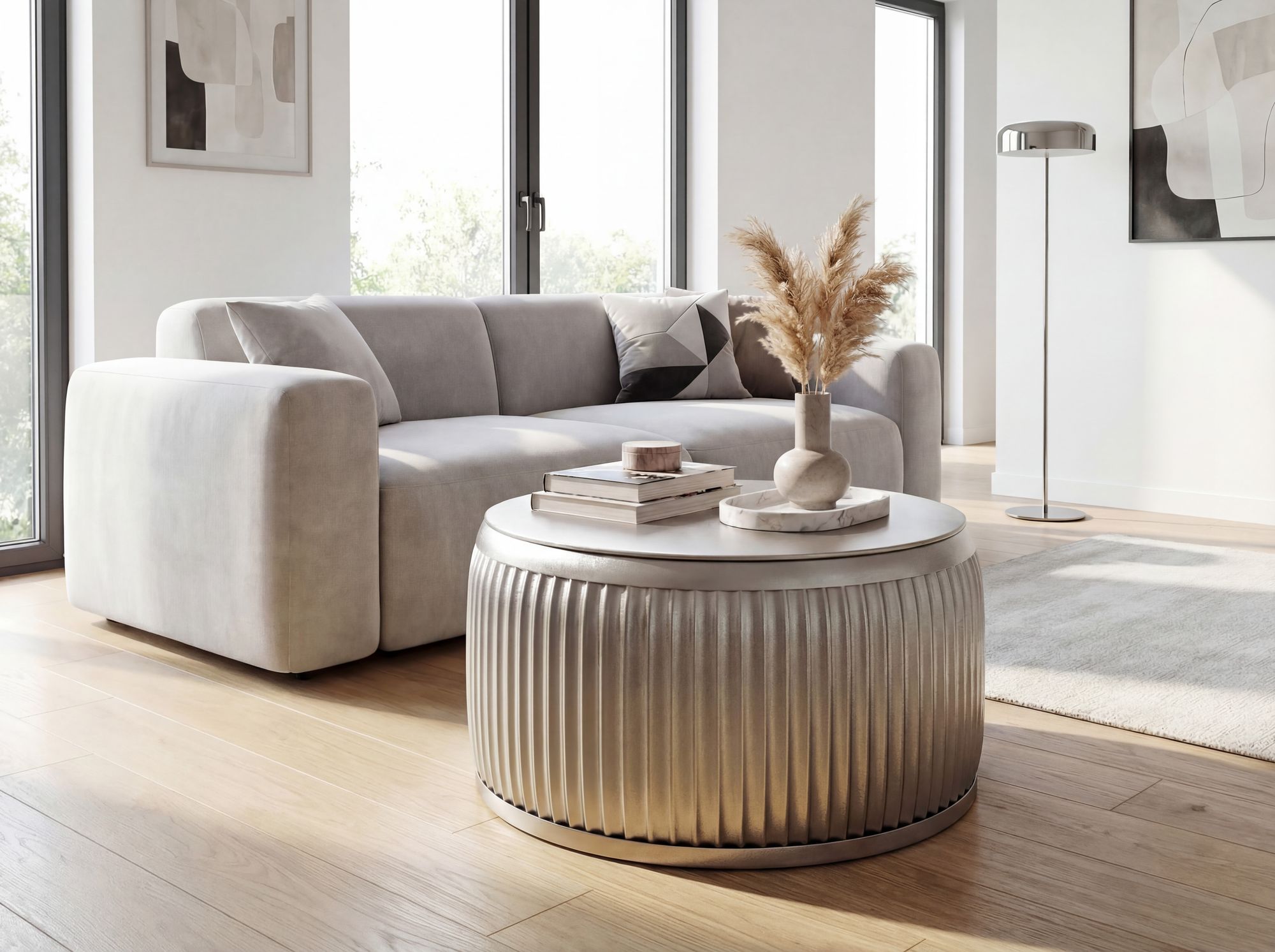FineBuy Couchtisch Metall Rund 60cm mit abnehmbarer Tischplatte - Design Wohnzimmertisch mit Stauraum - Extravaganter Loungetisch Metall - Moderner Sofatisch - Beistelltisch Handmade | Farbe: Silber FineBuy Couchtisch Metall Rund 60cm mit abnehmbarer Tischplatte - Design Wohnzimmertisch mit Stauraum - Extravaganter Loungetisch Metall - Moderner Sofatisch - Beistelltisch Handmade | Farbe: Silber