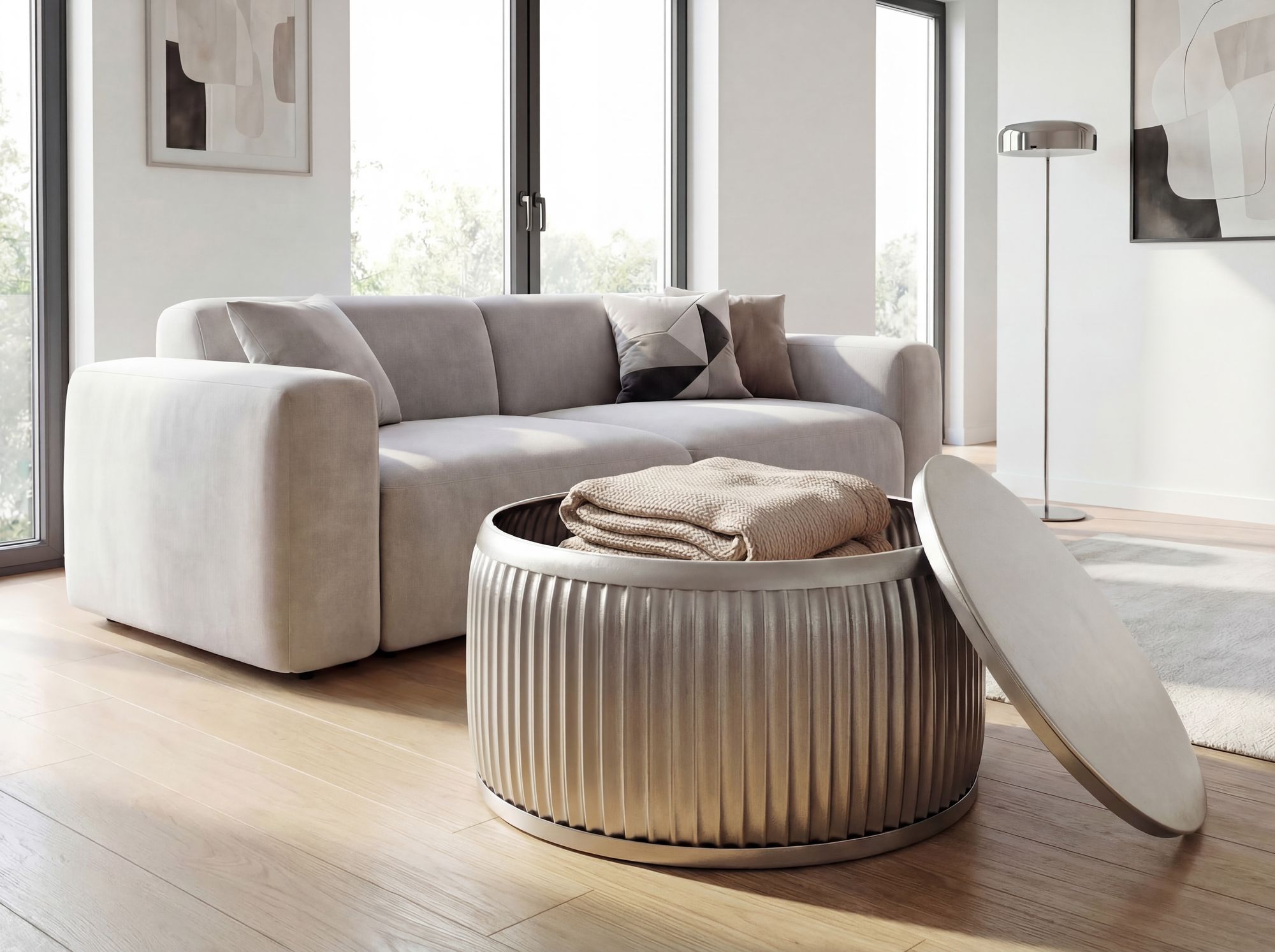 FineBuy Couchtisch Metall Rund 60cm mit abnehmbarer Tischplatte - Design Wohnzimmertisch mit Stauraum - Extravaganter Loungetisch Metall - Moderner Sofatisch - Beistelltisch Handmade | Farbe: Silber FineBuy Couchtisch Metall Rund 60cm mit abnehmbarer Tischplatte - Design Wohnzimmertisch mit Stauraum - Extravaganter Loungetisch Metall - Moderner Sofatisch - Beistelltisch Handmade | Farbe: Silber