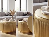 Couchtisch Metall Rund 60cm Wohnzimmertisch mit Stauraum Sofatisch Beistelltisch – Ansicht 5