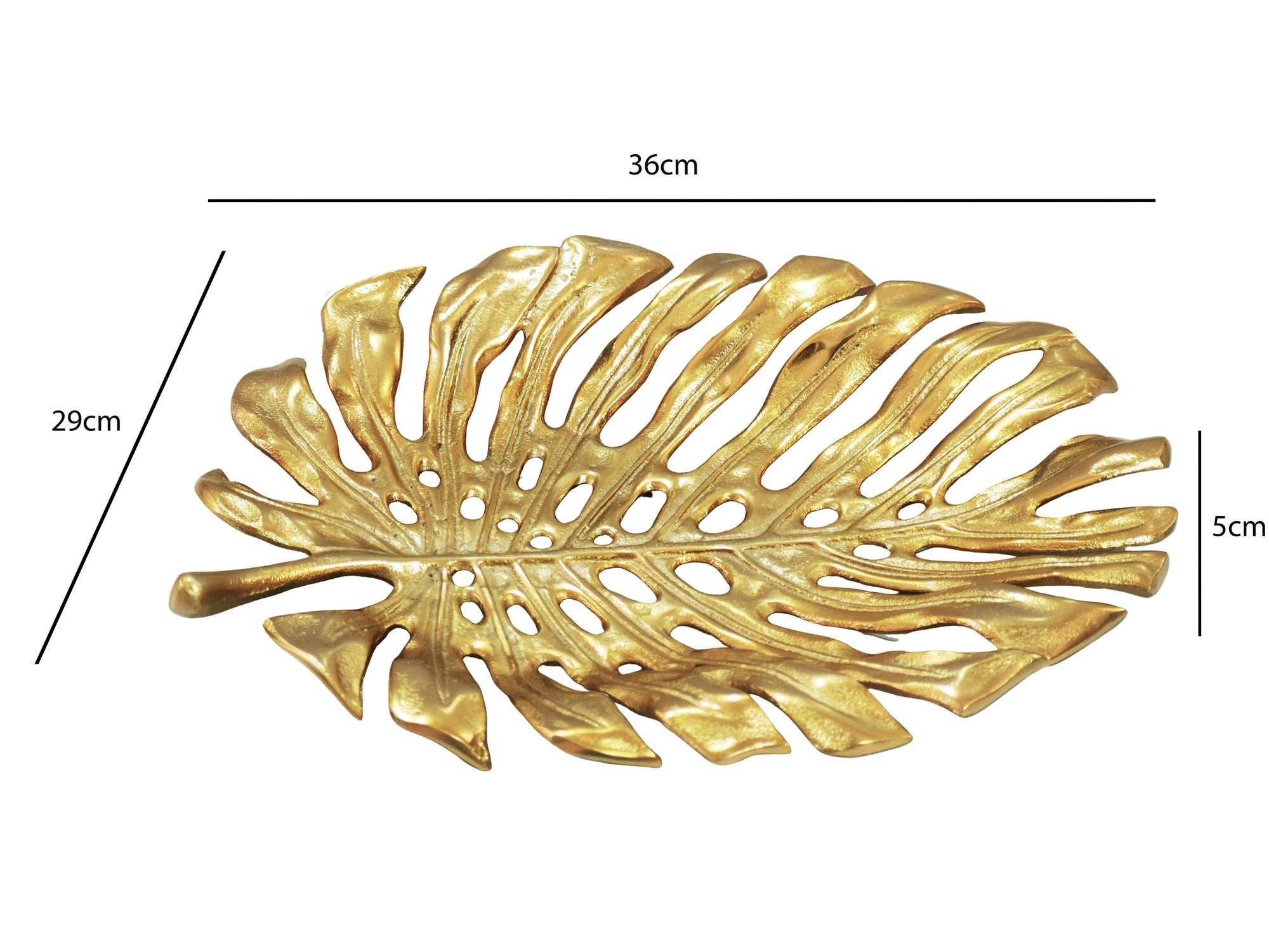 Dekoschale Metall 36cm Blatt Standdeko Design Tischdeko Obstschale Deko Alu – Ansicht 3
