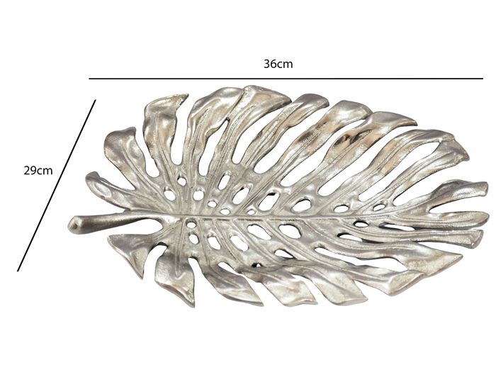Dekoschale Metall 36cm Blatt Standdeko Design Tischdeko Obstschale Deko Alu – Maßzeichnung