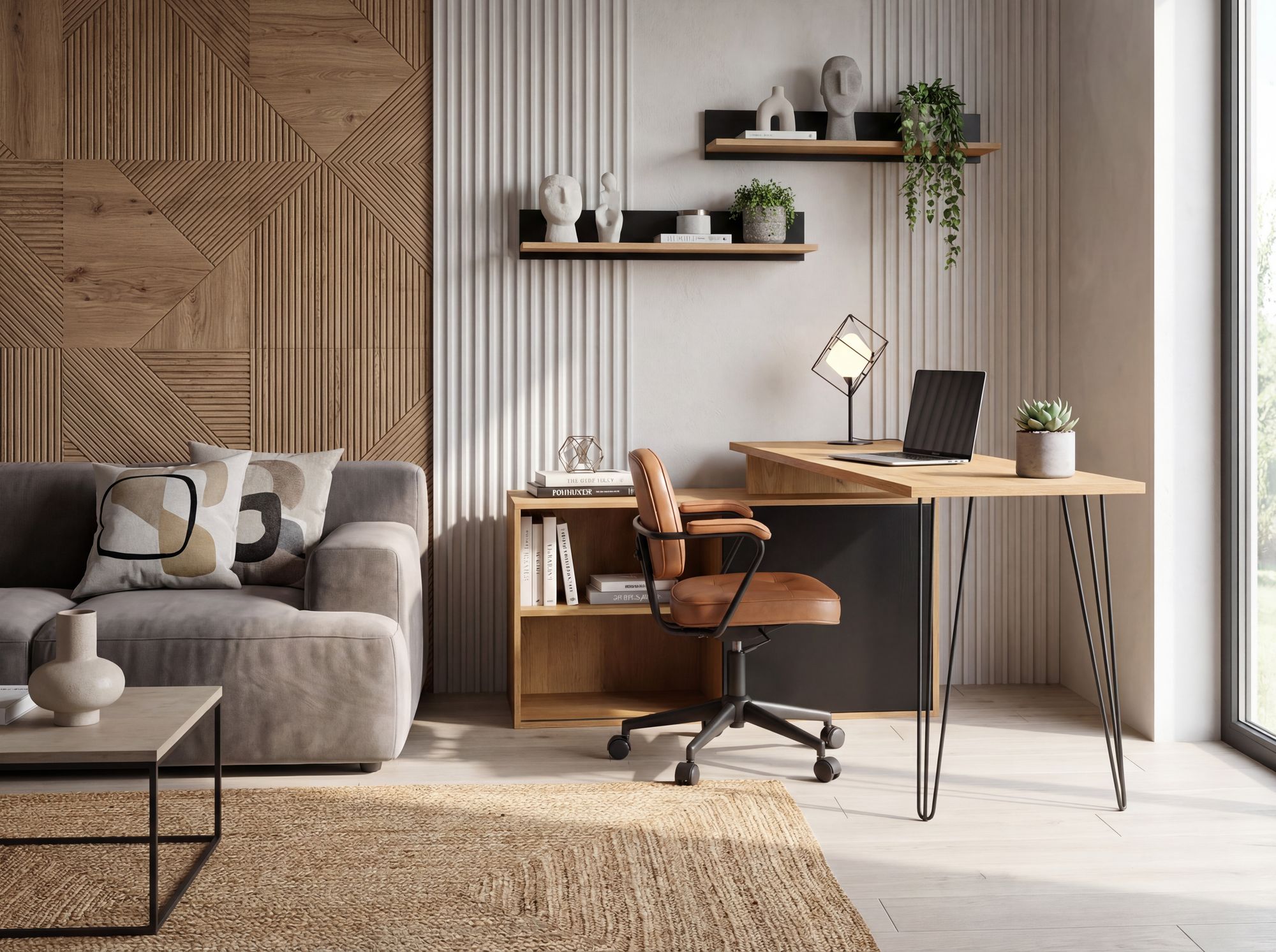 Schreibtisch 130cm Regal Eckschreibtisch L Form Computertisch Stauraum Holzoptik – Ansicht 2