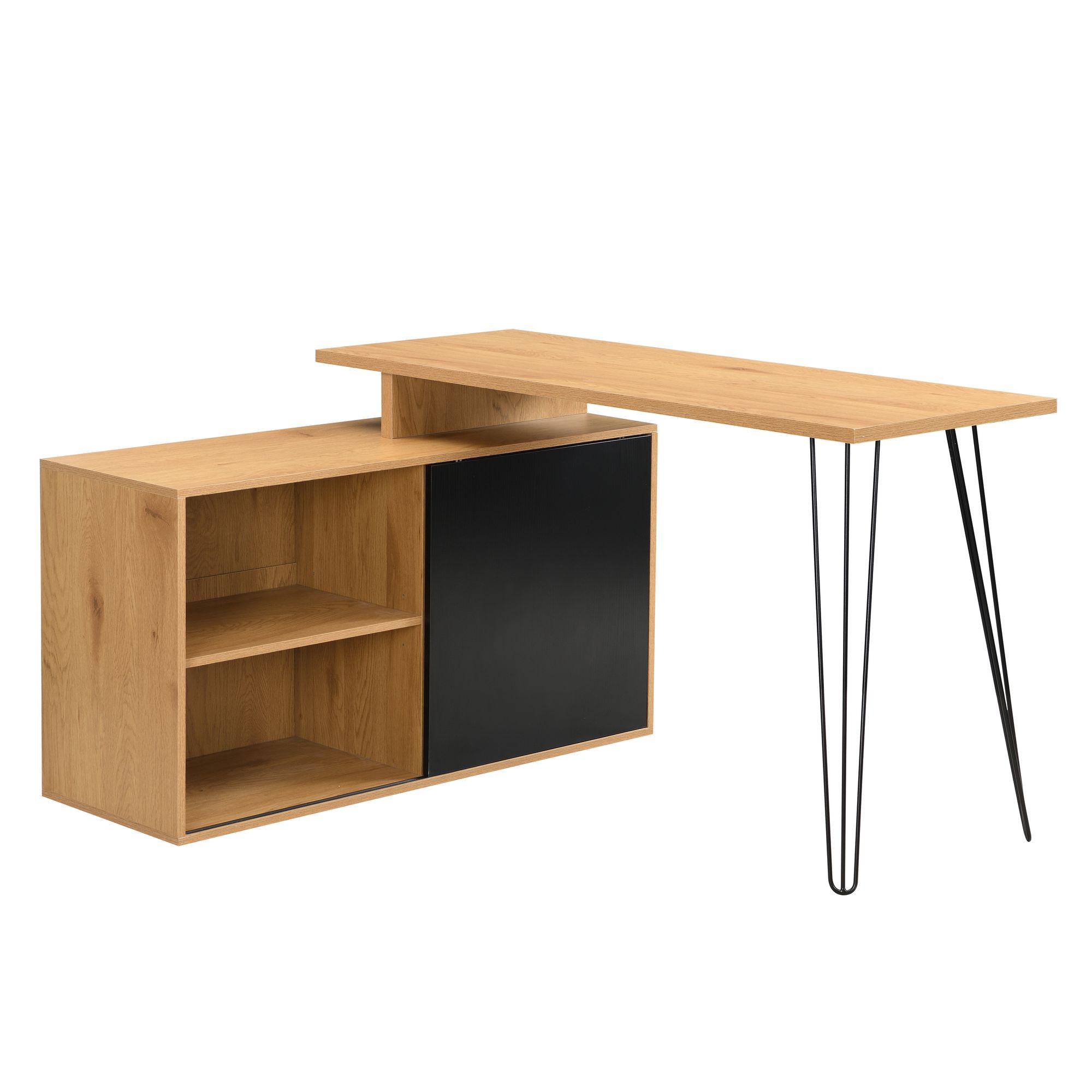 Schreibtisch 130cm Regal Eckschreibtisch L Form Computertisch Stauraum Holzoptik – Ansicht 6