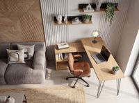 Schreibtisch 130cm Regal Eckschreibtisch L Form Computertisch Stauraum Holzoptik – Ansicht 4