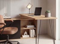 Schreibtisch 130cm Regal Eckschreibtisch L Form Computertisch Stauraum Holzoptik – Ansicht 5
