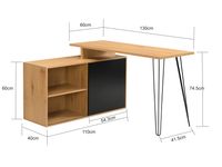 Schreibtisch 130cm Regal Eckschreibtisch L Form Computertisch Stauraum Holzoptik – Ansicht 3