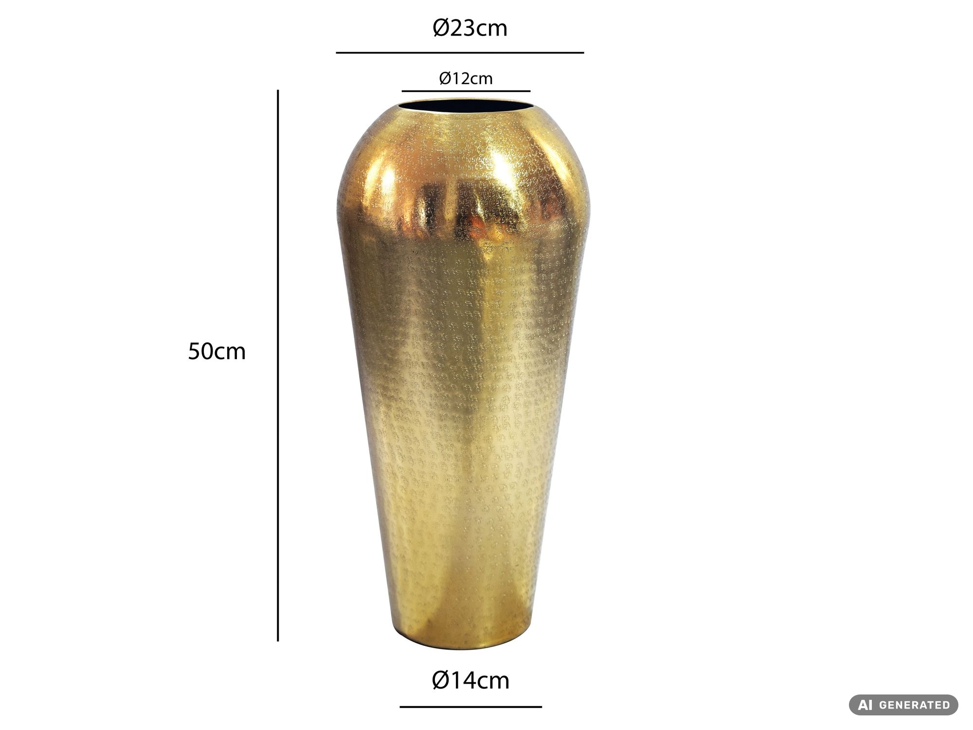 Vase 50cm Aluminium Blumenvase Design Bodenvase Wohndeko Rund Dekovase Metall – Ansicht 3