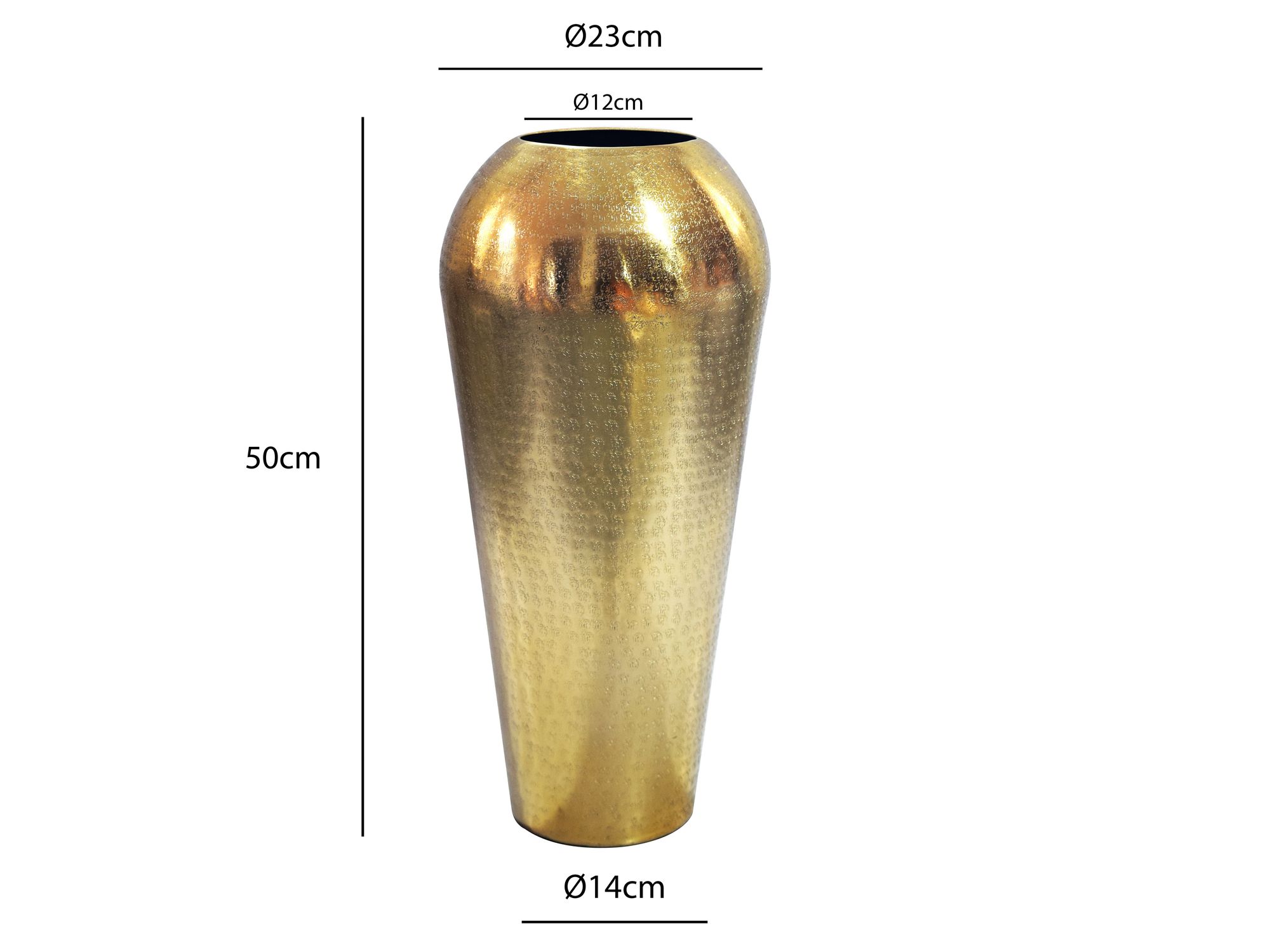 Vase 50cm Aluminium Blumenvase Design Bodenvase Wohndeko Rund Dekovase Metall – Ansicht 3