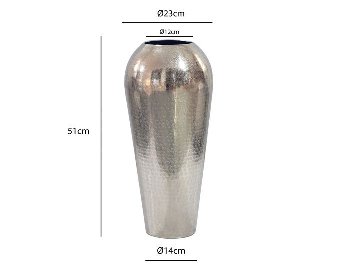 Vase 50cm Aluminium Blumenvase Design Bodenvase Wohndeko Rund Dekovase Metall – Maßzeichnung