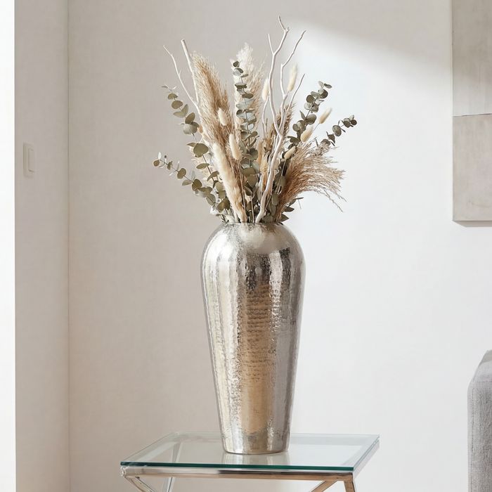 Vase 50cm Aluminium Blumenvase Design Bodenvase Wohndeko Rund Dekovase Metall