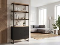 Bücherregal 180cm Eiche Dekor Mehrzweckregal Standregal Regal Schubladen & Tür – Ansicht 4
