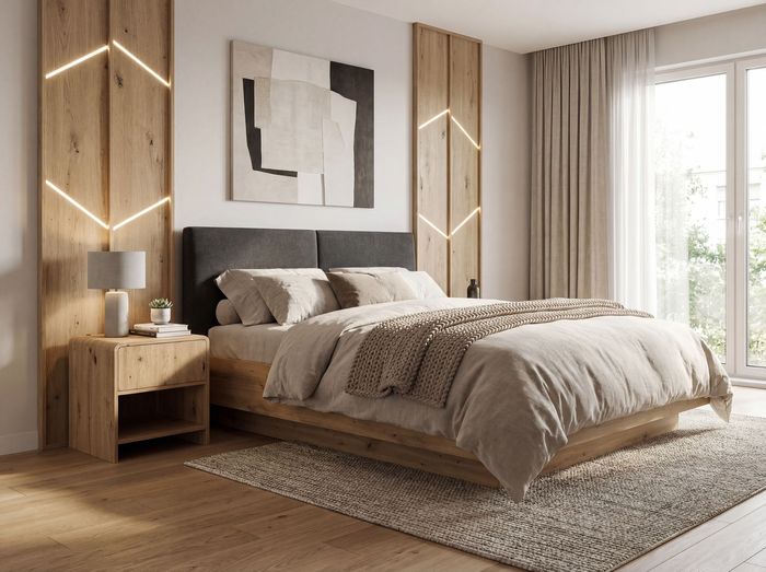 FineBuy Nachtkonsole Eiche Dekor 50cm Nachttisch Modern - Nachtkommode Boxspringbett mit Schublade - Kleines Nachtkästchen Schlafzimmer mit Stauraum