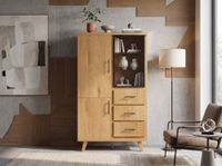 Hochschrank 188cm Eiche Dekor Standschrank mit Türen Schubladen Mehrzweckschrank – Ansicht 4