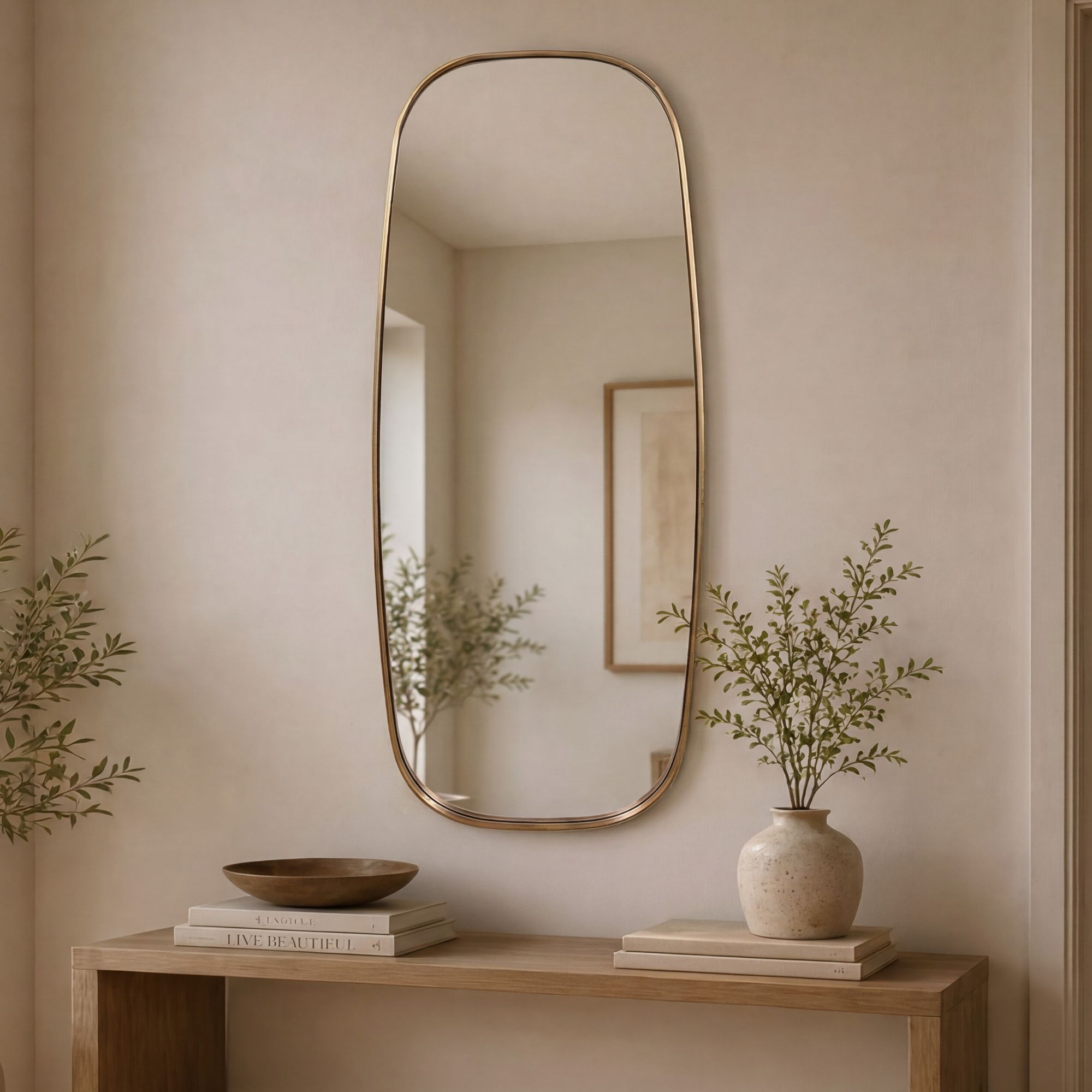 Wandspiegel Flurspiegel Gold Oval 122cm Spiegel Flur Hängespiegel Dekospiegel – Ansicht 1