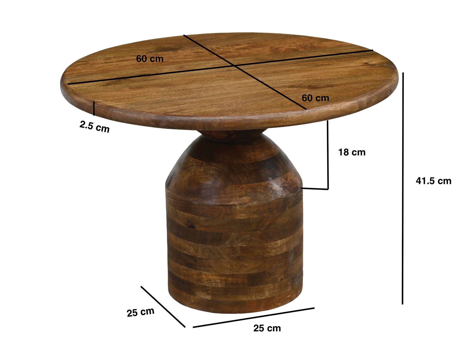 Couchtisch Massivholz Sofatisch 60cm rund Beistelltisch Design Wohnzimmertisch – Ansicht 3