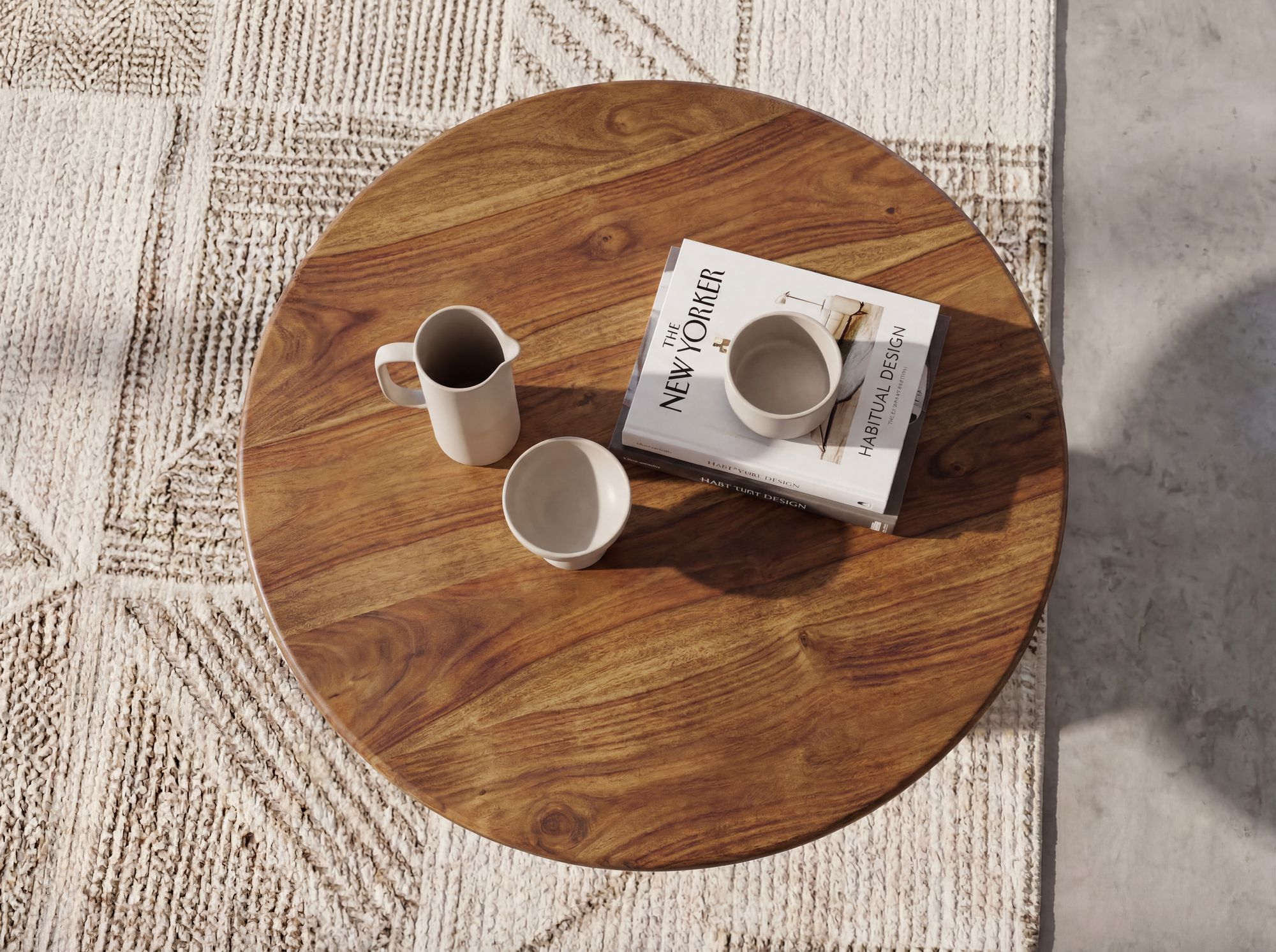 Couchtisch Massivholz Sofatisch 60cm rund Beistelltisch Design Wohnzimmertisch – Ansicht 4