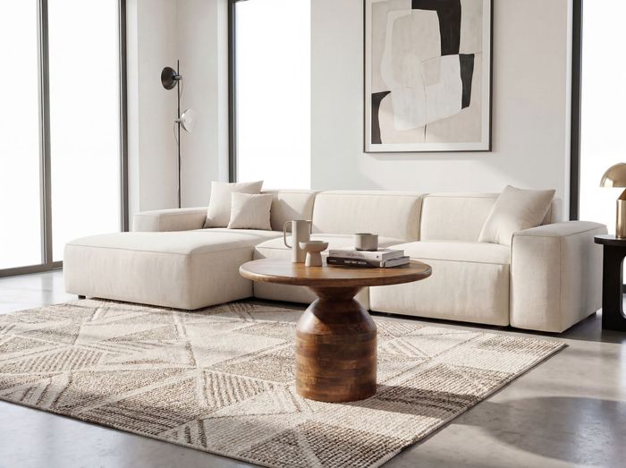 FineBuy Couchtisch Mango Massivholz 60cm Natur Rund - Design Wohnzimmertisch - Sofatisch Holz - Kaffeetisch Säulenfuß - Beistelltisch Massiv Handmade