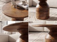 Couchtisch Massivholz Sofatisch 60cm rund Beistelltisch Design Wohnzimmertisch – Ansicht 5