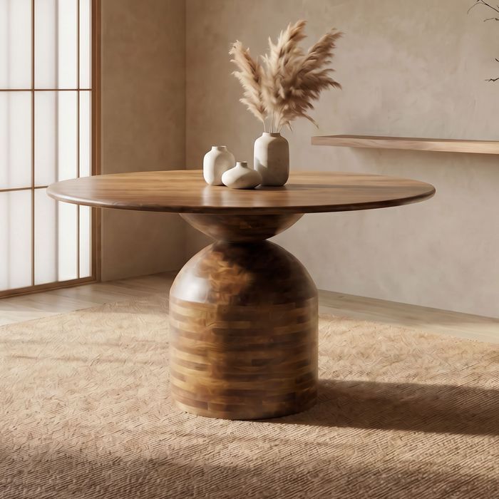 FineBuy Esszimmertisch 120cm Rund Mango Massivholz - Großer Esstisch - Massivholztisch Küche - Moderner Küchentisch Holz für 4 Personen - Holztisch Esszimmer Speisetisch Handmade