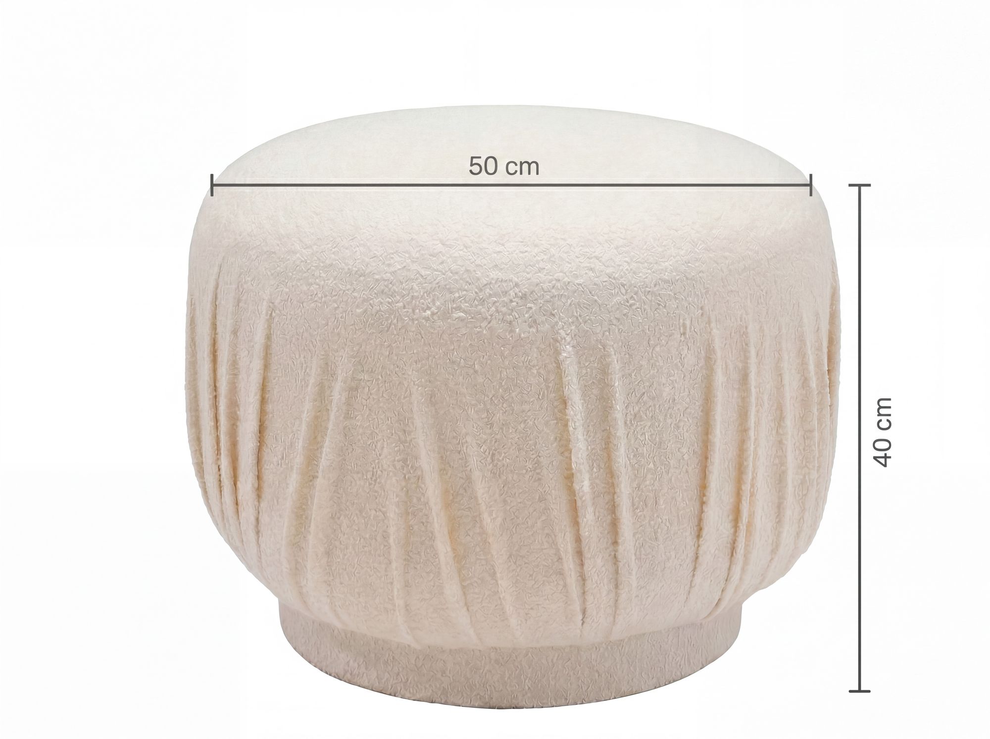 Sitzhocker Stoff 50cm Creme Stoffhocker Rund Polsterhocker Beistellhocker Klein – Ansicht 3