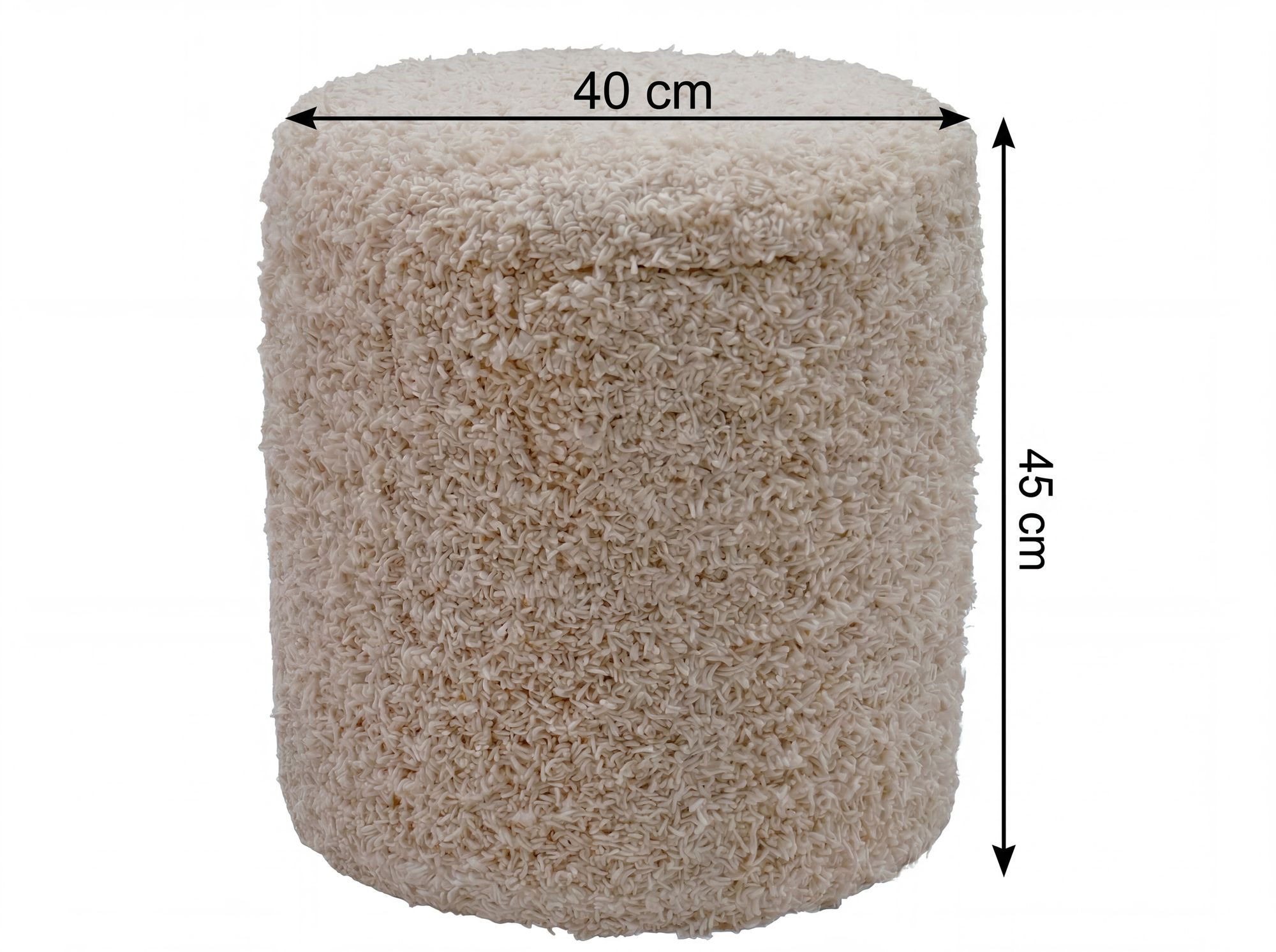 Sitzhocker mit Stauraum Wolle 40cm Beige Stoffhocker Rund Polsterhocker Stoff – Ansicht 3