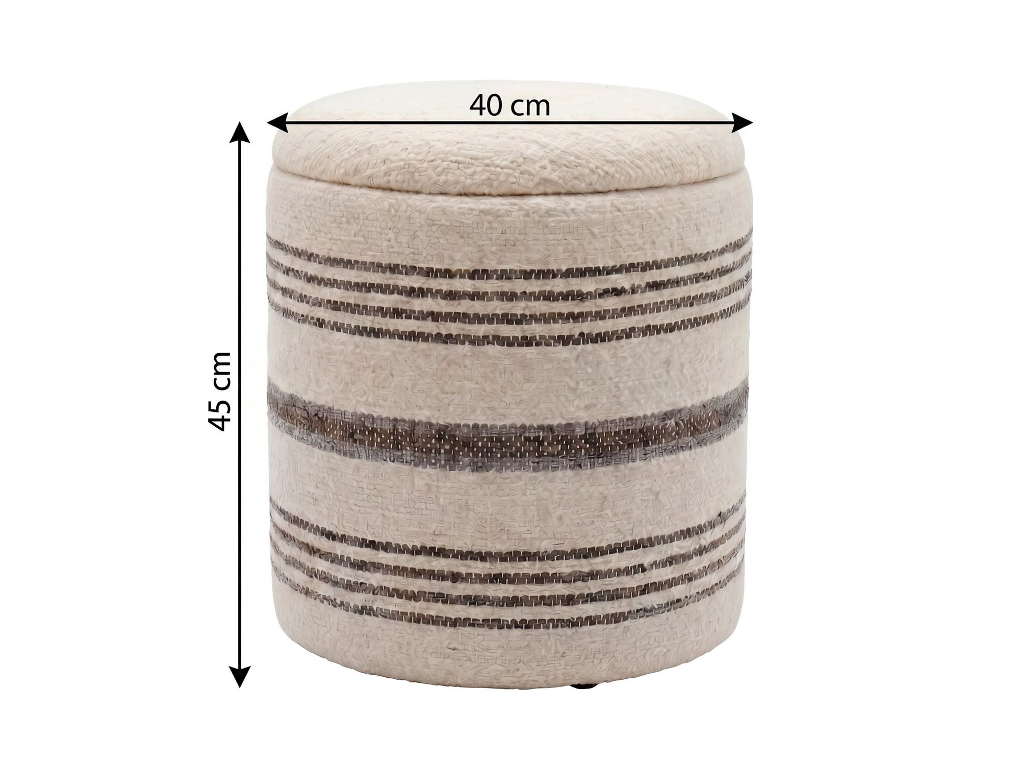 Sitzhocker mit Stauraum Wolle 40cm Beige Stoffhocker Rund Polsterhocker Stoff – Ansicht 3