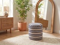 Sitzhocker Stauraum Baumwolle 40cm Beige Stoffhocker Rund Polsterhocker Stoff – Ansicht 2
