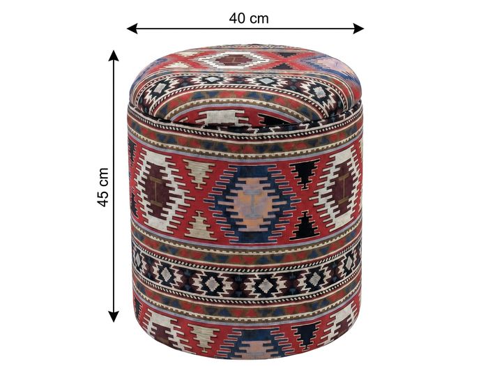 Sitzhocker mit Stauraum Stoff 40cm Bunt Stoffhocker Rund Polsterhocker Hocker – Maßzeichnung
