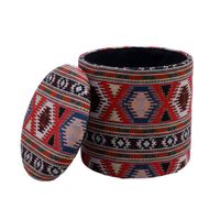 Sitzhocker mit Stauraum Stoff 40cm Bunt Stoffhocker Rund Polsterhocker Hocker – Ansicht 6