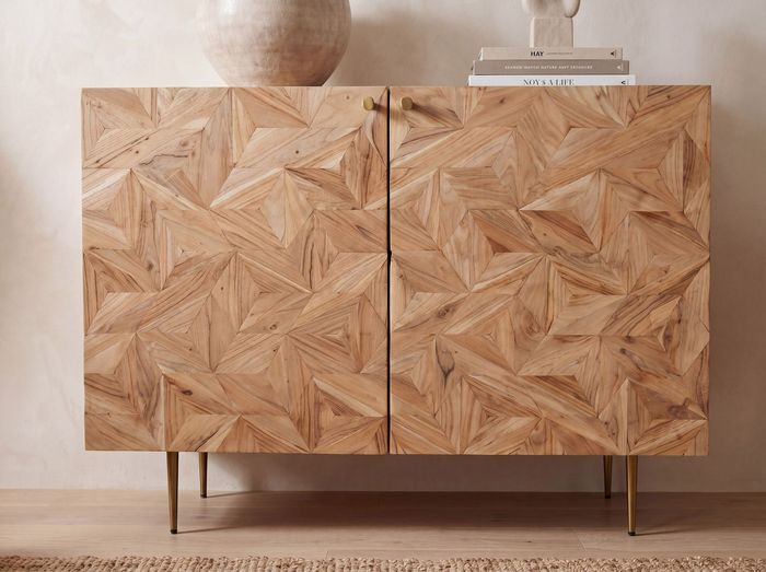 FineBuy Barschrank Akazie Massivholz 90cm Natur mit Weinregal - Design Hausbar mit Glashalter - Weinschrank Holz mit Türen - Getränkeschrank Weinkommode Holz Bar Wohnzimmer Handmade