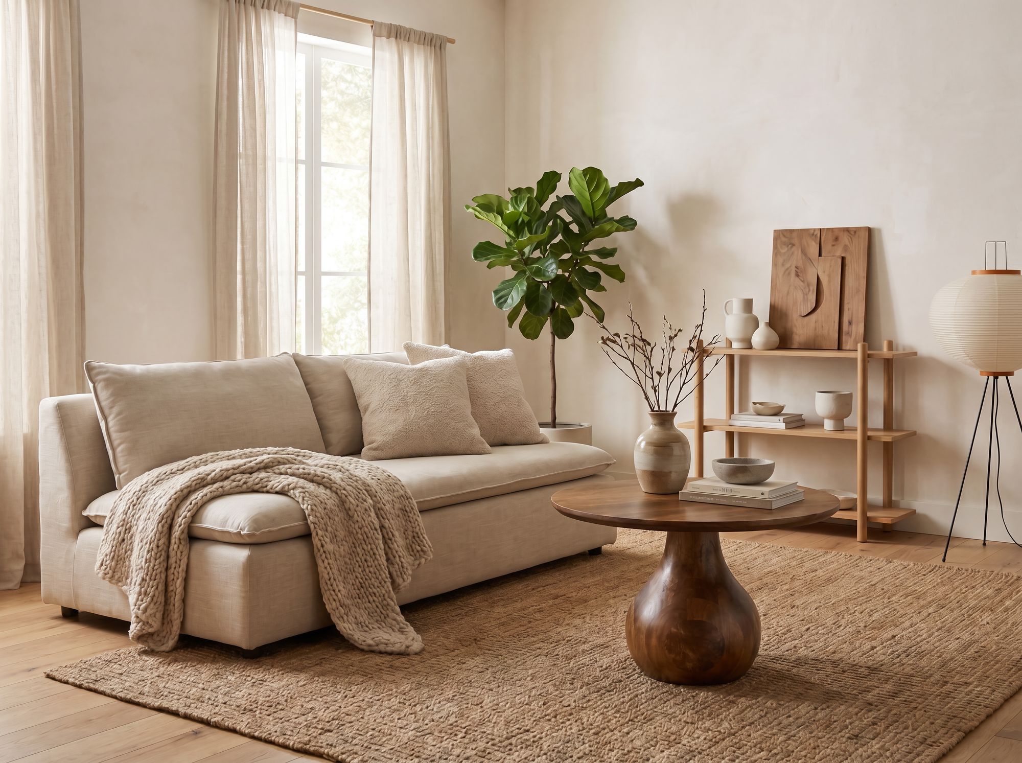 Couchtisch Massivholz 60cm Sofatisch Rund Beistelltisch Tisch Tropfenfuß Holz – Ansicht 2