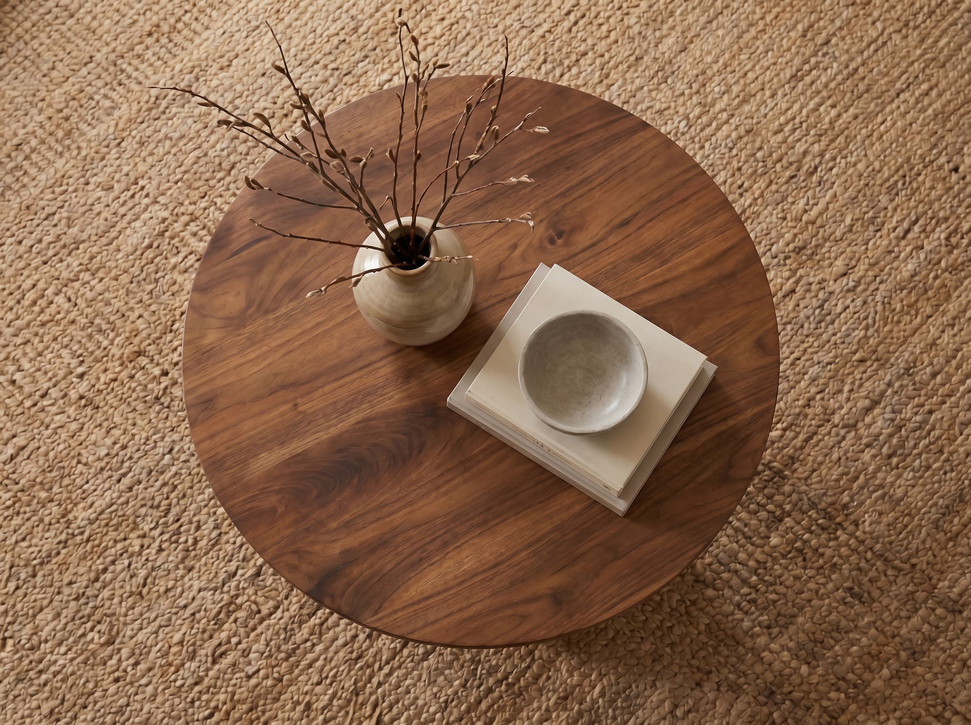 Couchtisch Massivholz 60cm Sofatisch Rund Beistelltisch Tisch Tropfenfuß Holz – Ansicht 5