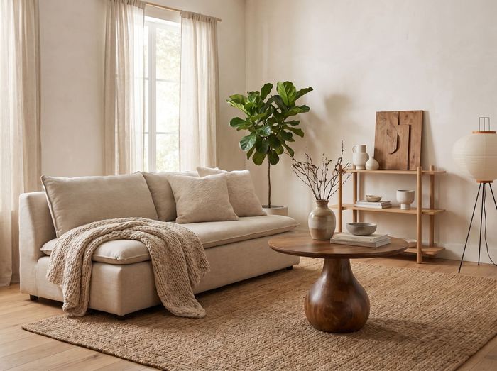 FineBuy Couchtisch Mango Massivholz 60cm Natur Rund - Design Wohnzimmertisch - Sofatisch Holz Kaffeetisch Tropfenform - Beistelltisch Teardrop Tisch Massiv Handmade